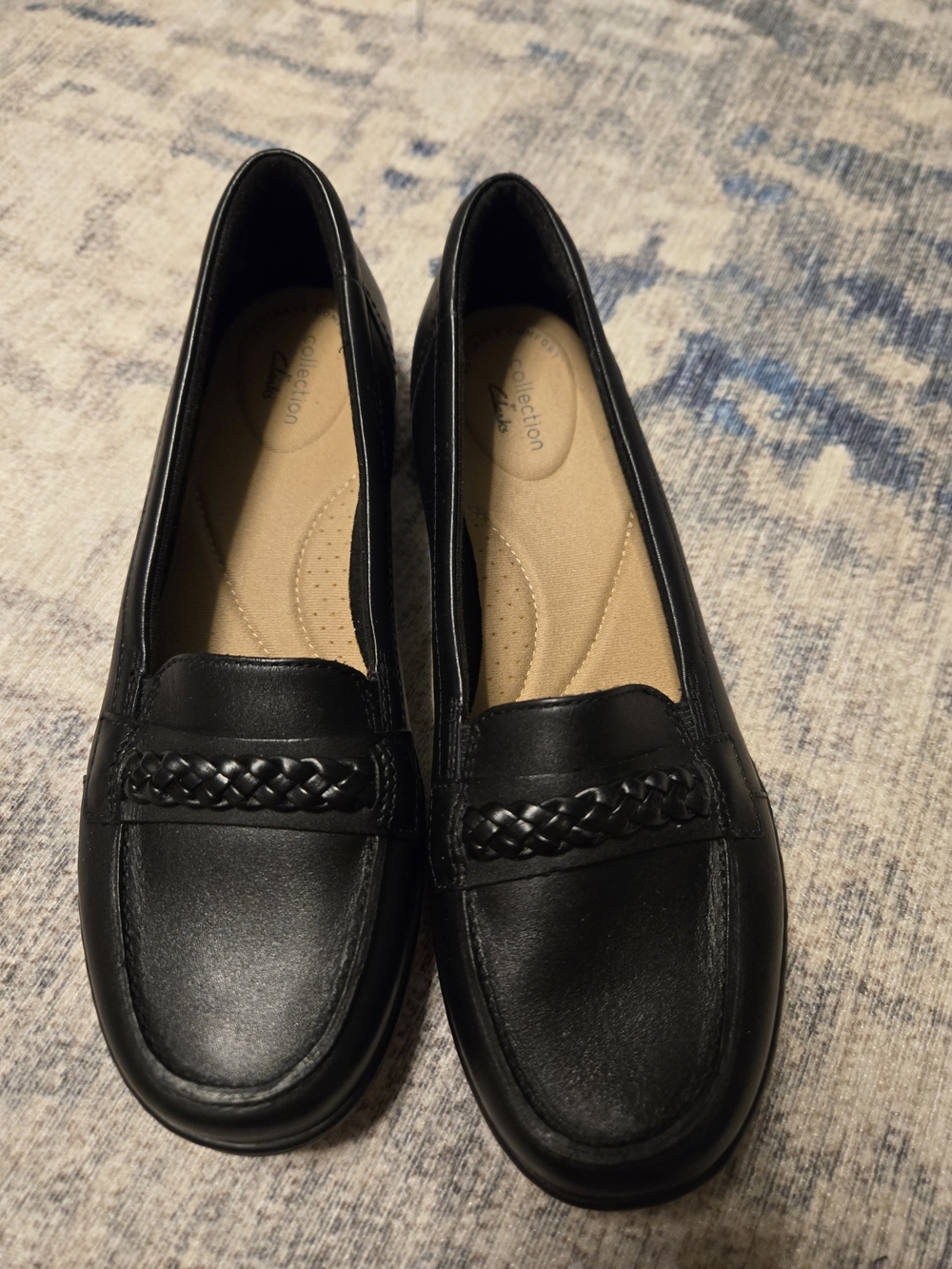 Clarks Black Braided Penny Loafers for Women